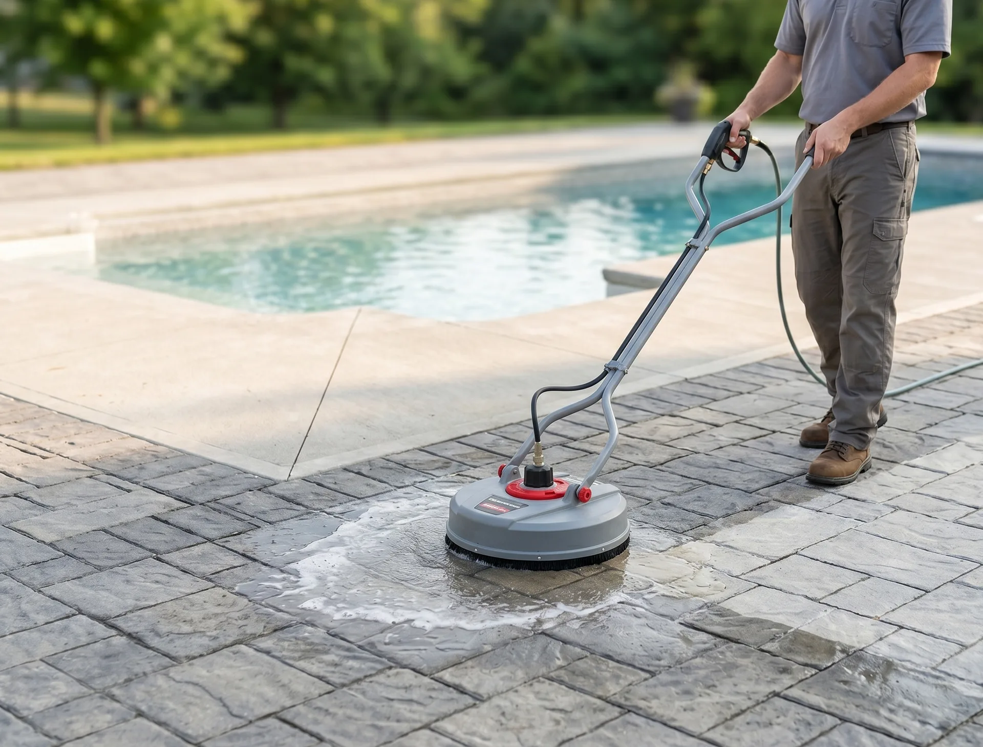 Calgary interlock paver patio cleaned with optional joint re-sand