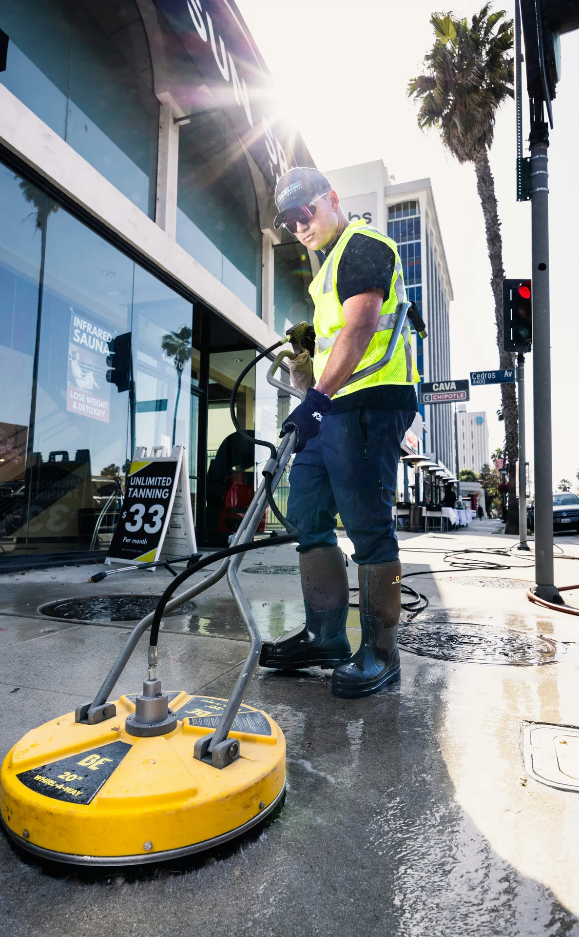 Surface cleaner pass on a Calgary sidewalk