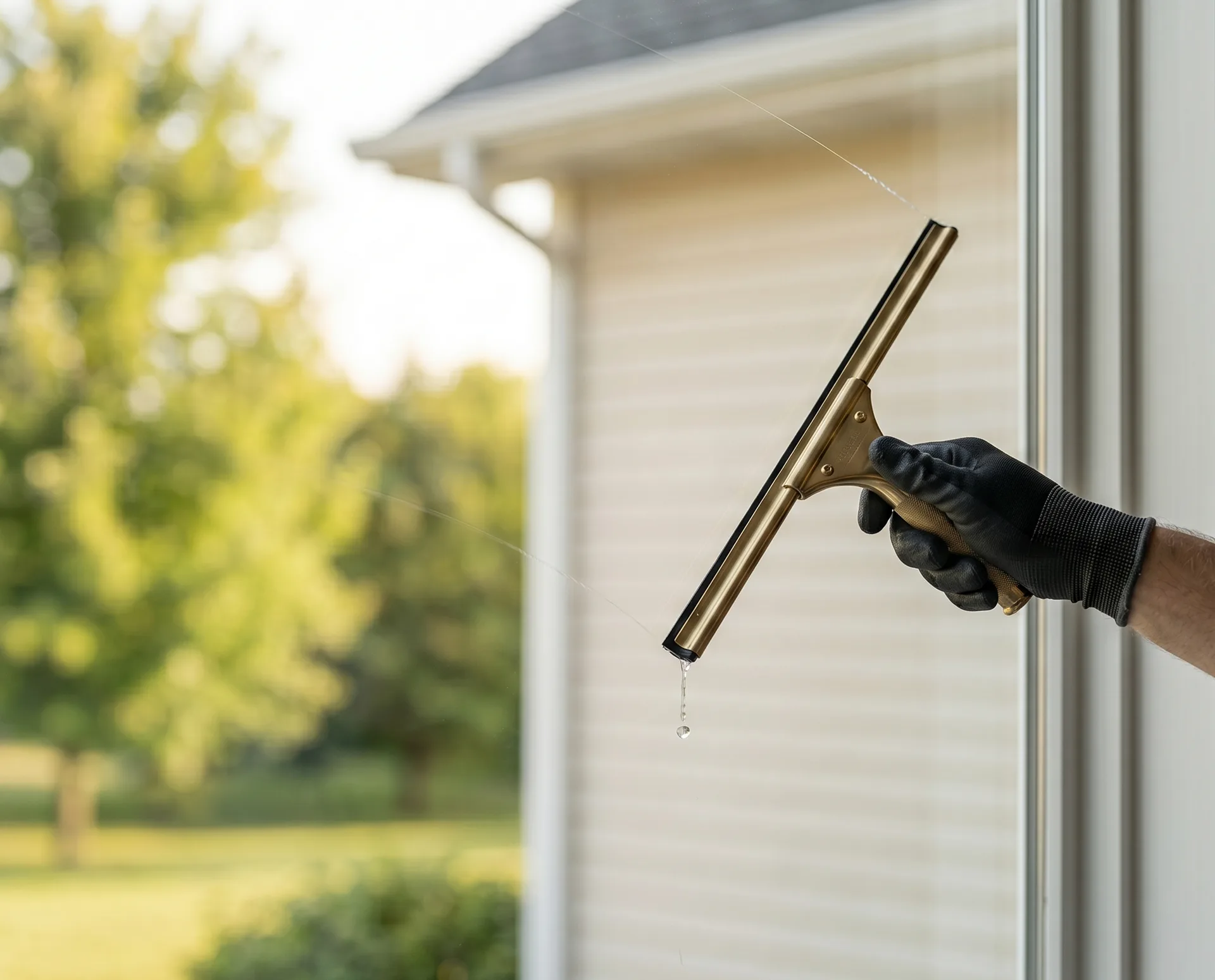 Close-up of Calgary window and siding cleaning